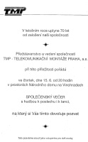 Pozvánka k 70-ti letému výročí TMP Pozvánka